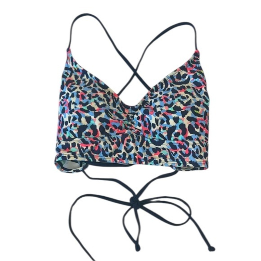 Xhilaration rainbow leopard print bikini swim top size small
